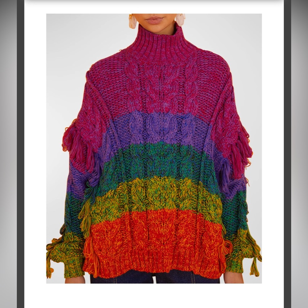 Farm Rio Multicolored yarn sweater.